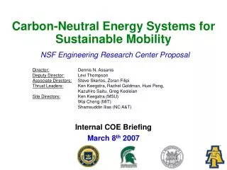 Carbon-Neutral Energy Systems for Sustainable Mobility