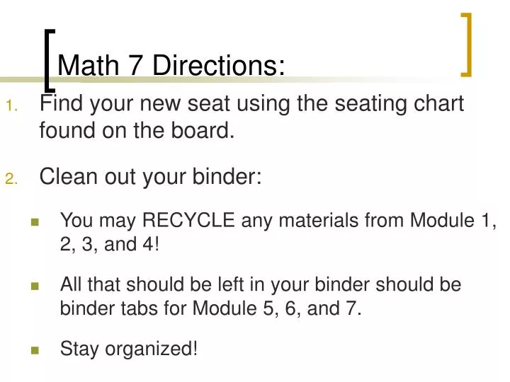 math 7 directions
