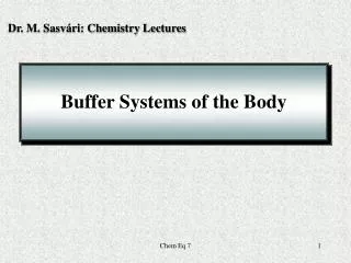 Buffer Systems of the Body
