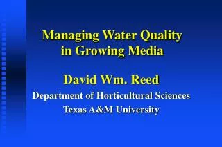 Managing Water Quality in Growing Media