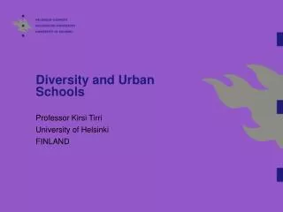 Diversity and Urban Schools