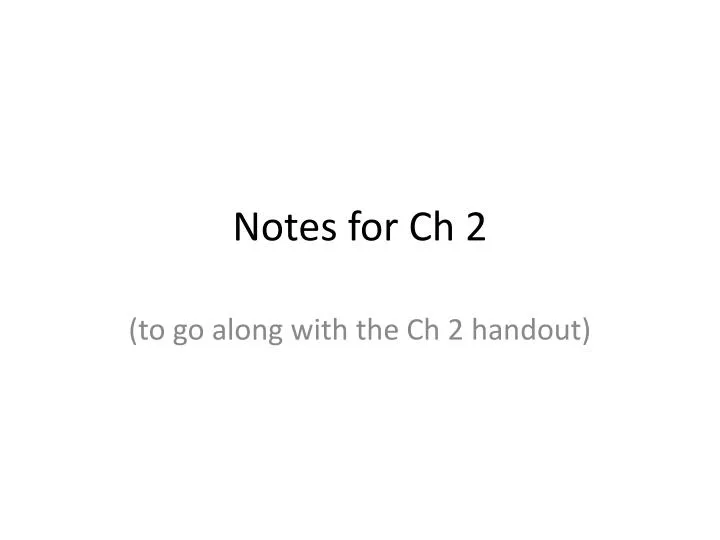 notes for ch 2