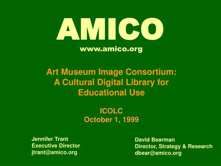 art museum image consortium a cultural digital library for educational use icolc october 1 1999