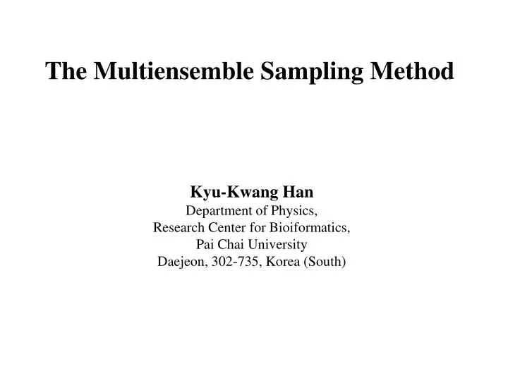 the multiensemble sampling method