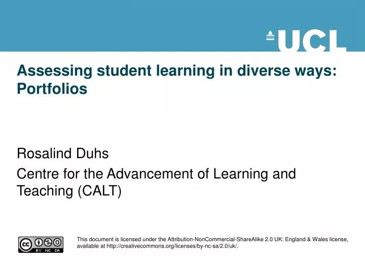 assessing student learning in diverse ways portfolios