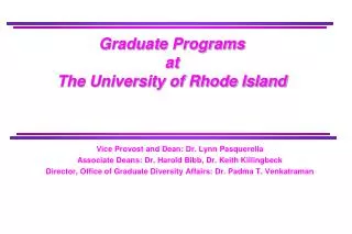 Graduate Programs at The University of Rhode Island