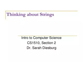 Thinking about Strings