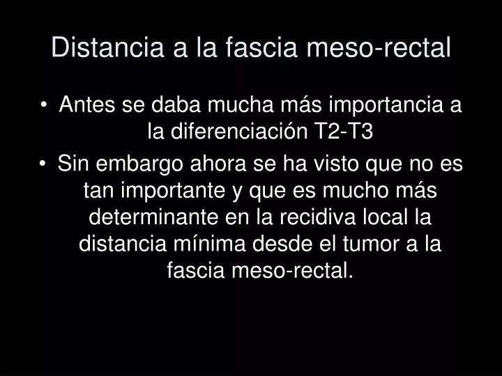 distancia a la fascia meso rectal