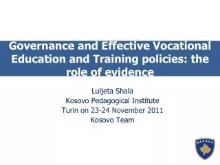 Governance and Effective Vocational Education and Training policies: the role of evidence