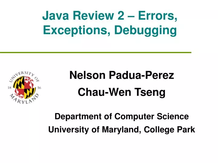 java review 2 errors exceptions debugging