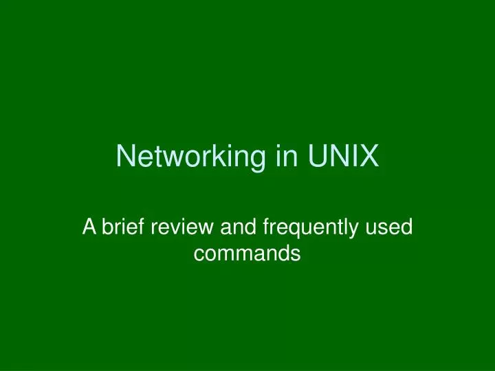 networking in unix