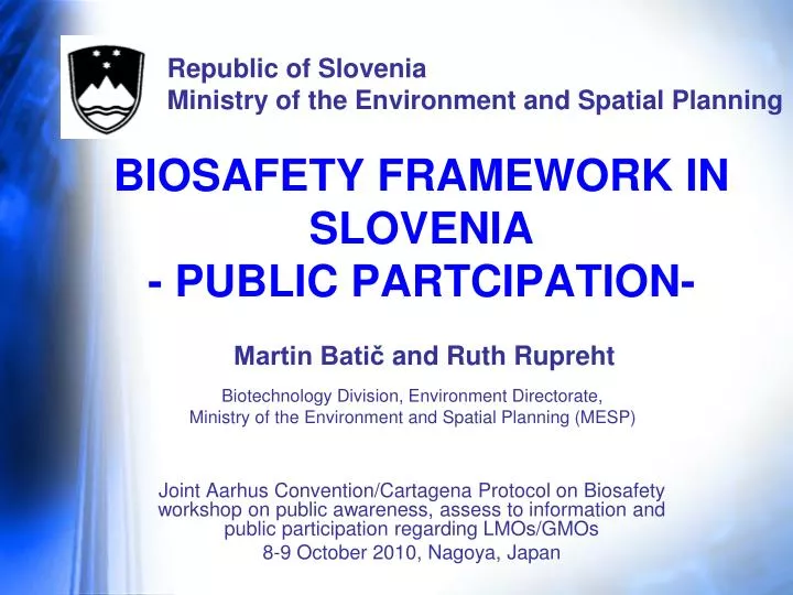 biosafety framework in slovenia public partcipation