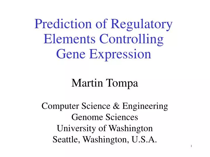 prediction of regulatory elements controlling gene expression