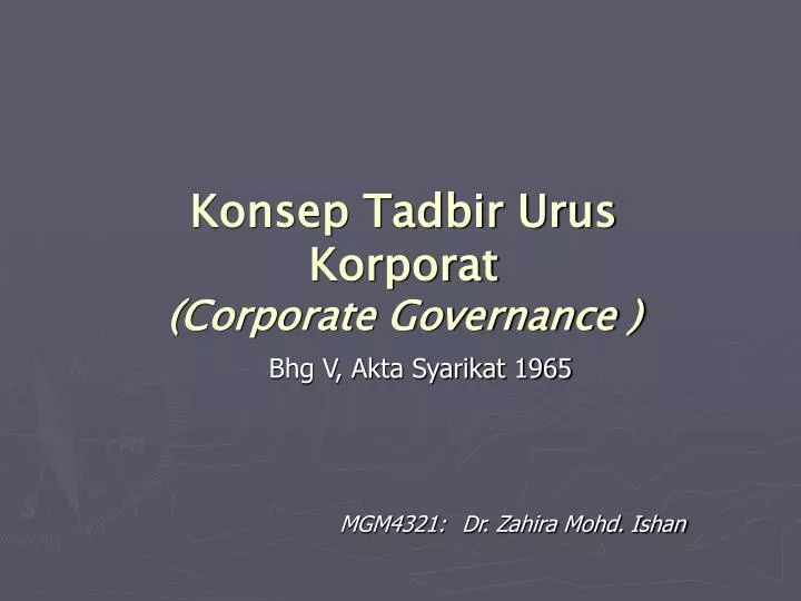 konsep tadbir urus korporat corporate governance