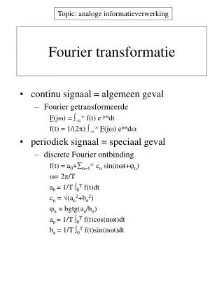 fourier transformatie