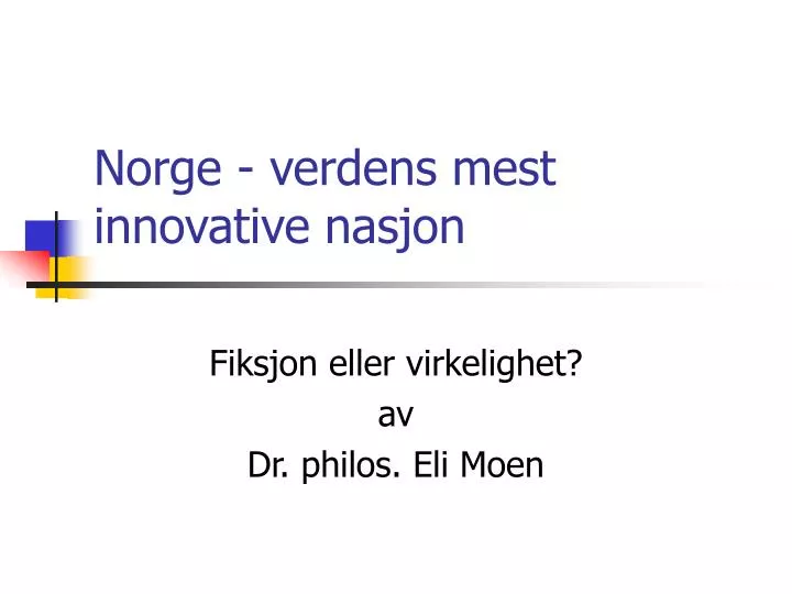 norge verdens mest innovative nasjon
