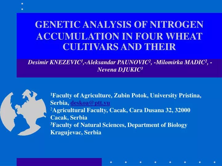 genetic analysis of nitrogen accumulation in four wheat cultivars and their