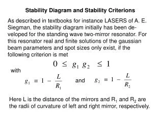 Stability Diagram and Stability Criterions