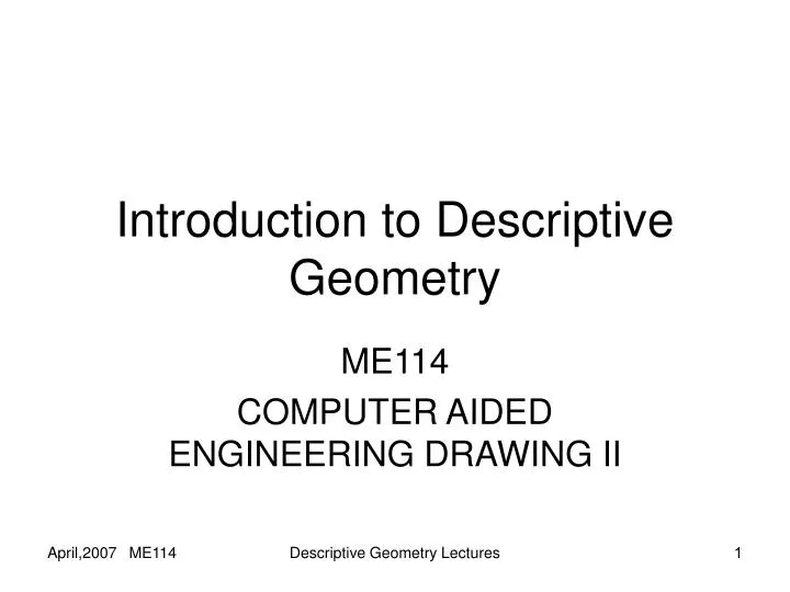introduction to descriptive geometry