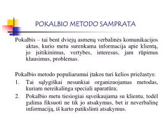 pokalbio metodo samprata