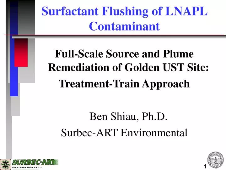 surfactant flushing of lnapl contaminant