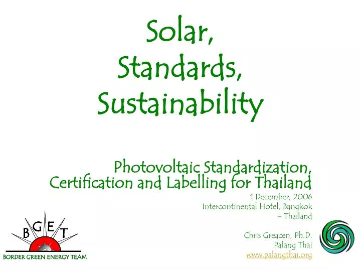 solar standards sustainability