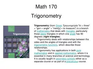 Math 170 Trigonometry