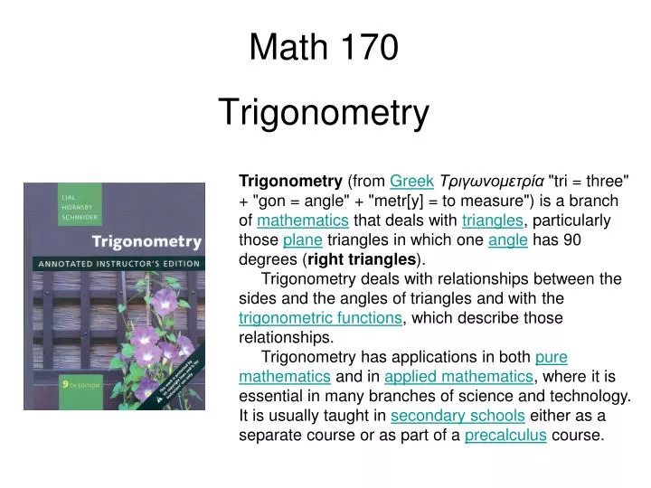 math 170 trigonometry