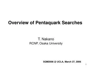 Overview of Pentaquark Searches