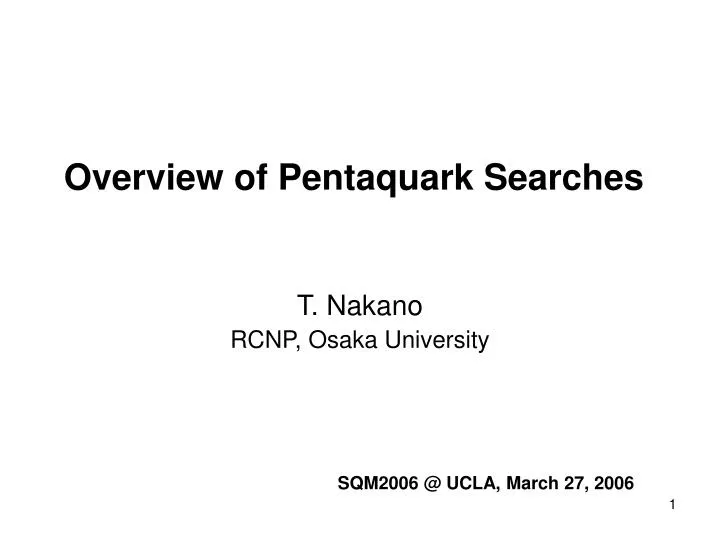 overview of pentaquark searches