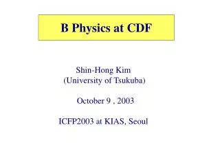 B Physics at CDF