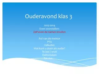 ouderavond klas 3