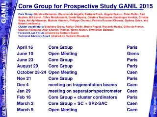 Core Group for Prospective Study GANIL 2015