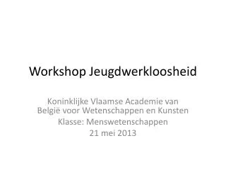 workshop jeugdwerkloosheid