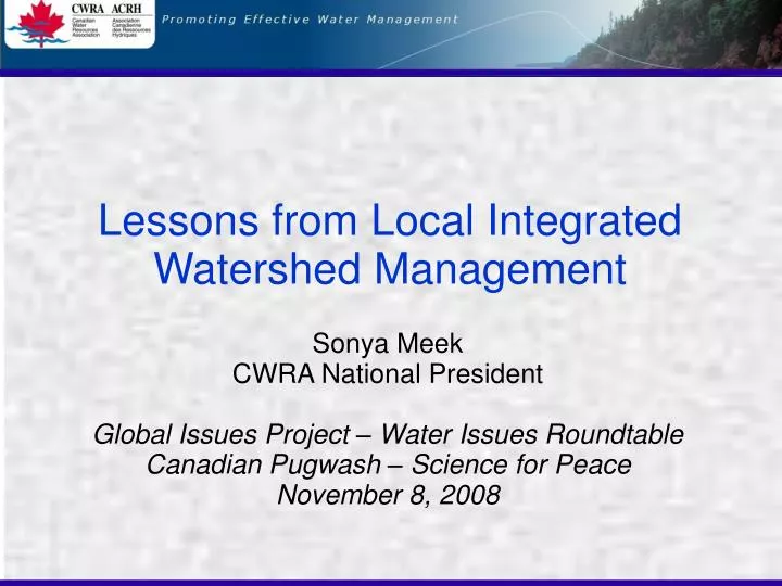 lessons from local integrated watershed management