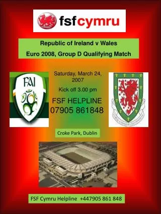 Republic of Ireland v Wales Euro 2008, Group D Qualifying Match
