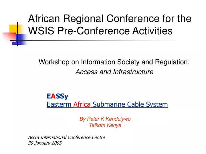 african regional conference for the wsis pre conference activities