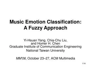 Music Emotion Classification: A Fuzzy Approach