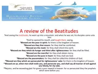A review of the Beatitudes