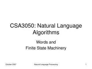 CSA3050: Natural Language Algorithms