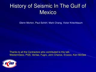 History of Seismic In The Gulf of Mexico