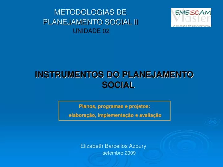 metodologias de planejamento social ii unidade 02