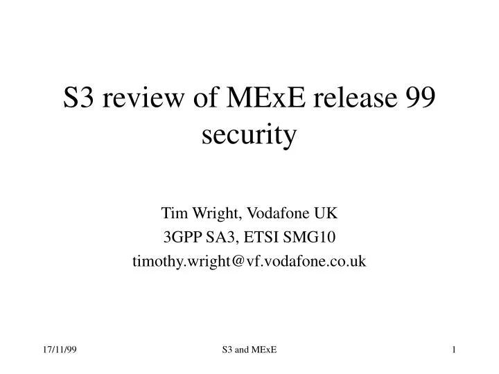 s3 review of mexe release 99 security