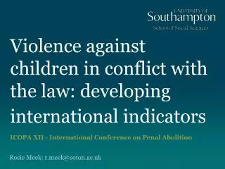 Violence against children in conflict with the law: developing international indicators