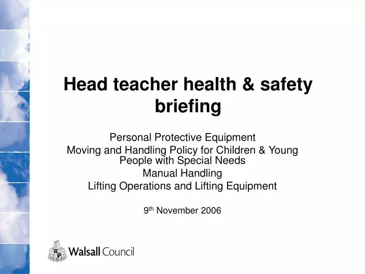head teacher health safety briefing