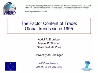 The Factor Content of Trade: Global trends since 1995