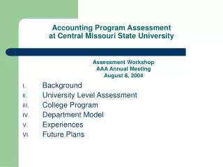 Accounting Program Assessment at Central Missouri State University