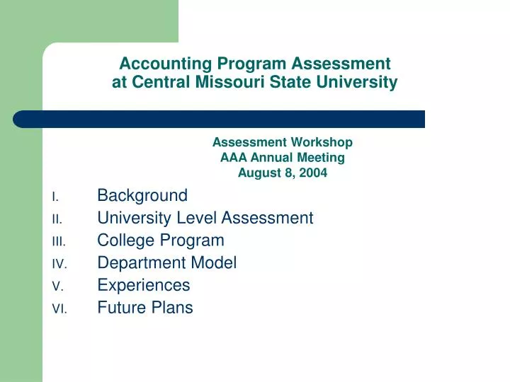 accounting program assessment at central missouri state university