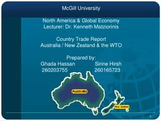 McGill University North America &amp; Global Economy Lecturer: Dr. Kenneth Matziorinis