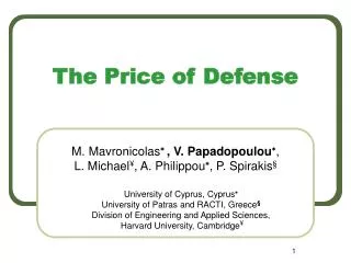 The Price of Defense
